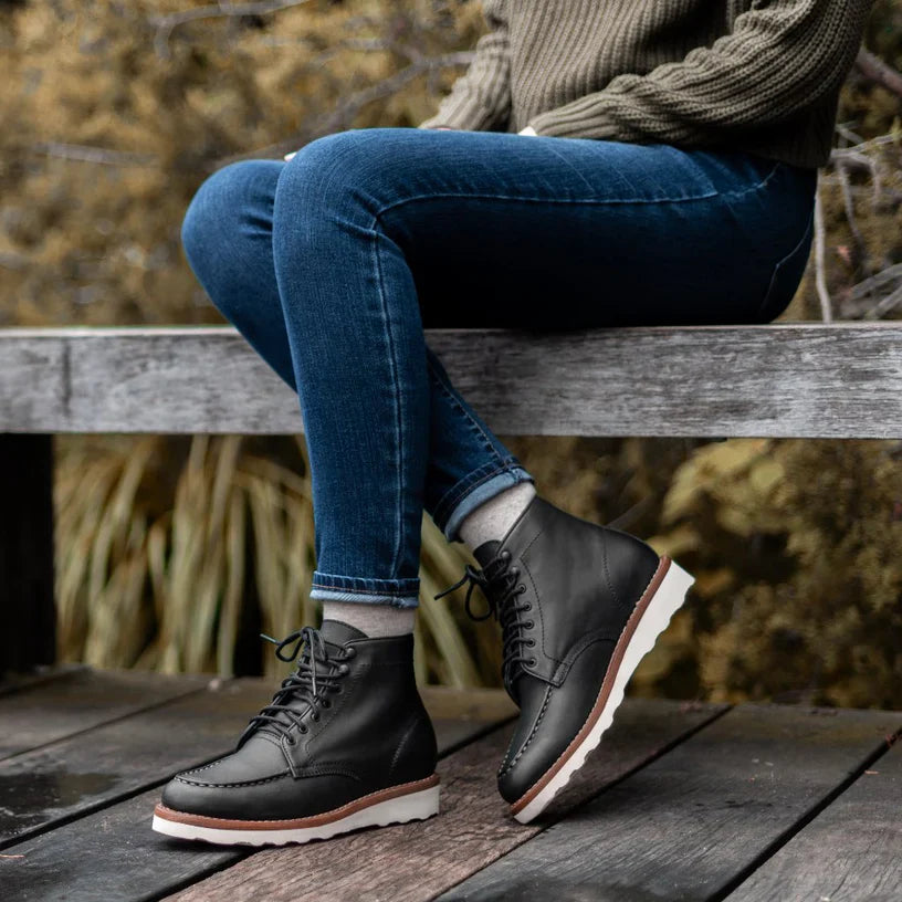 StridePro Diplomat Wedge Leather Boots Black | Premium🔥