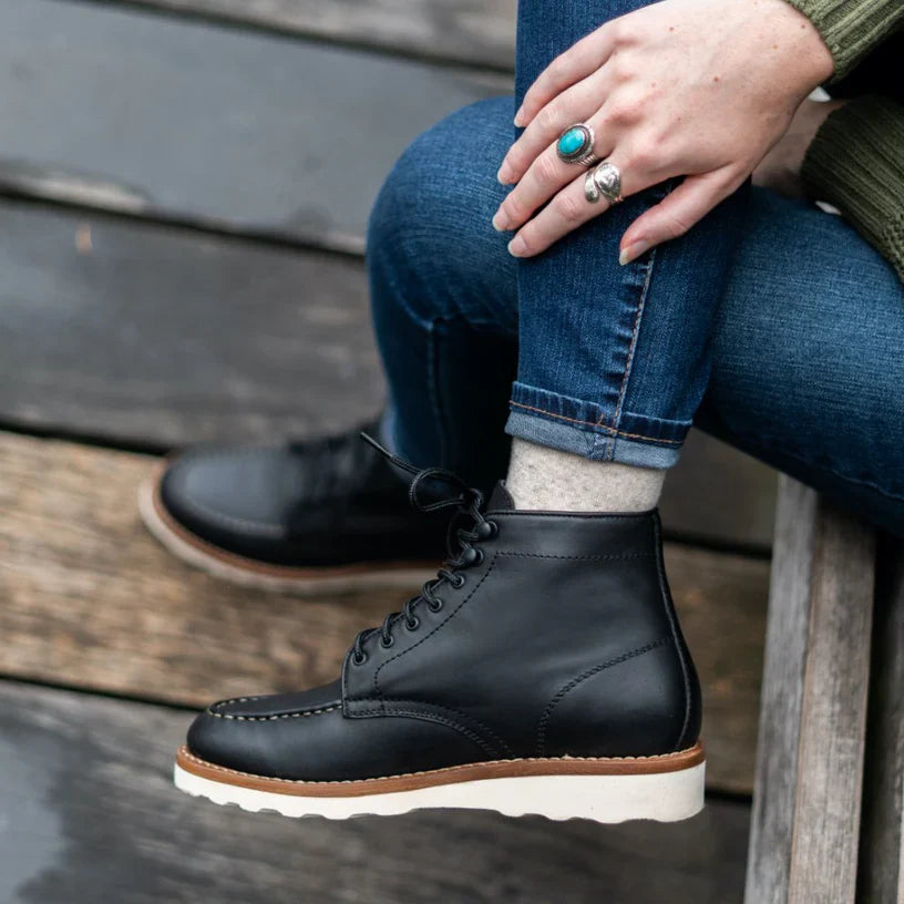 StridePro Diplomat Wedge Leather Boots Black | Premium🔥