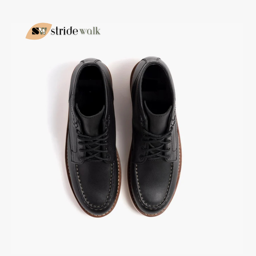 StridePro Diplomat Wedge Leather Boots Black | Premium🔥