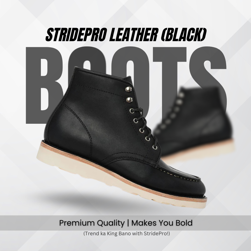 StridePro Diplomat Wedge Leather Boots Black | Premium🔥