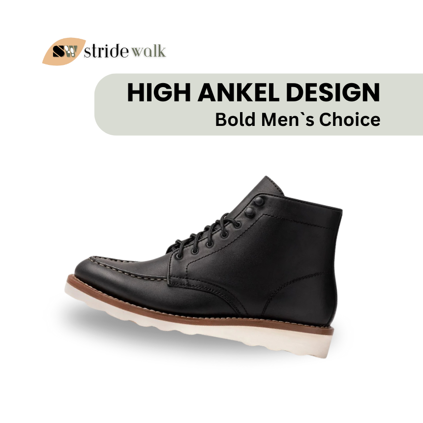 StridePro Diplomat Wedge Leather Boots Black | Premium🔥