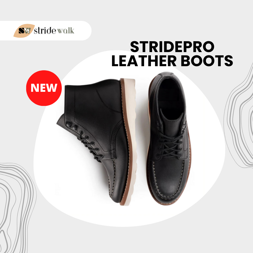StridePro Diplomat Wedge Leather Boots Black | Premium🔥