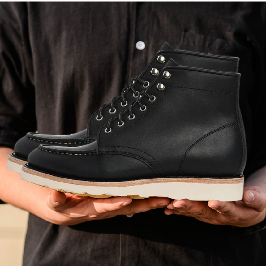 StridePro Diplomat Wedge Leather Boots Black | Premium🔥