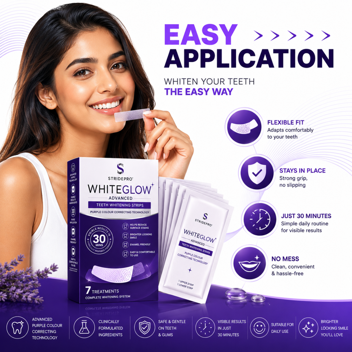 StridePro WhiteGlow Advanced Teeth Whitening Strips (7 Treatments)