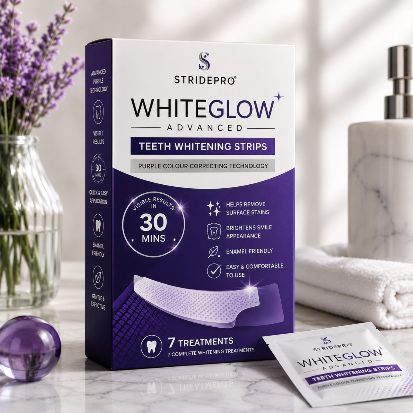 StridePro WhiteGlow Advanced Teeth Whitening Strips (7 Treatments)