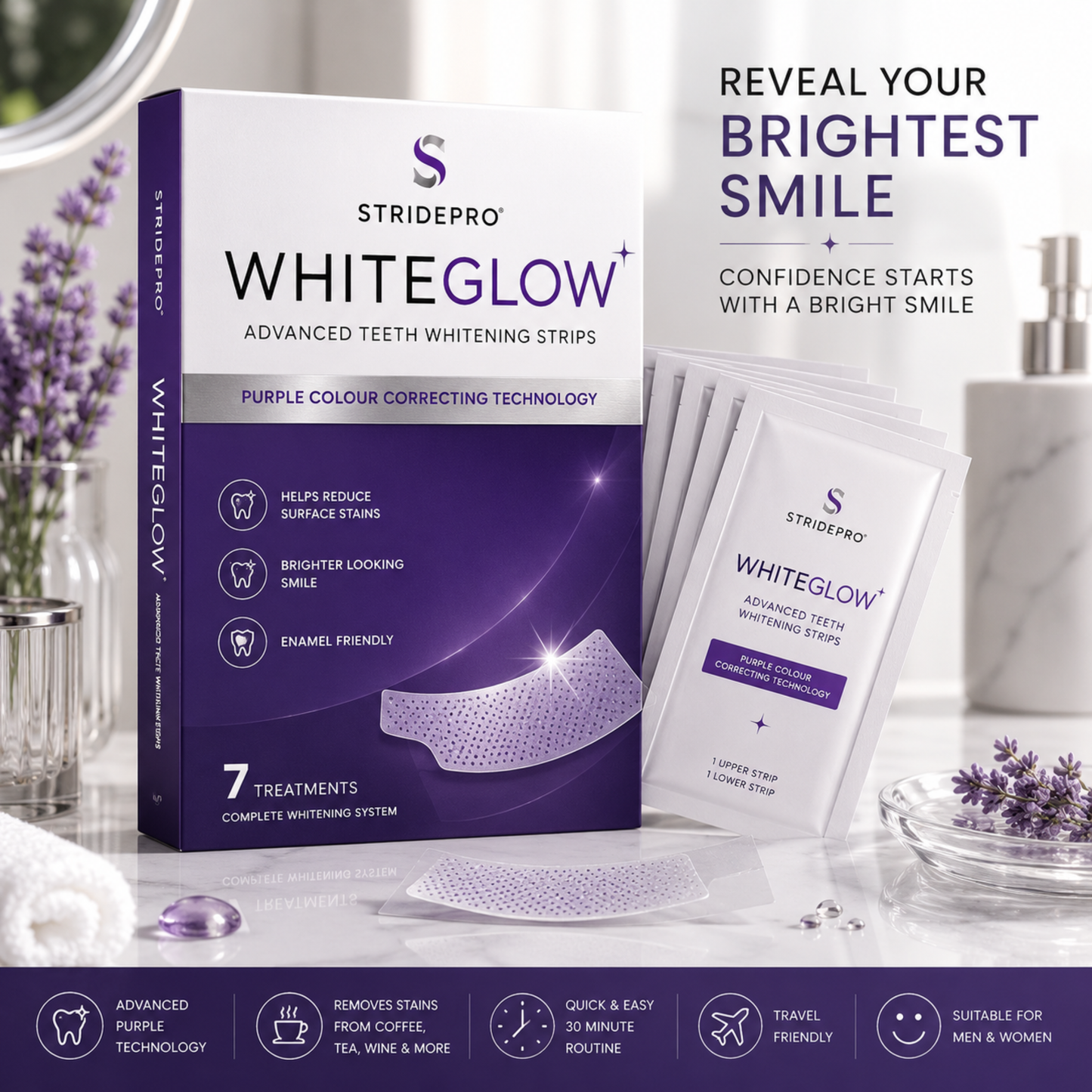 StridePro WhiteGlow Advanced Teeth Whitening Strips (7 Treatments)