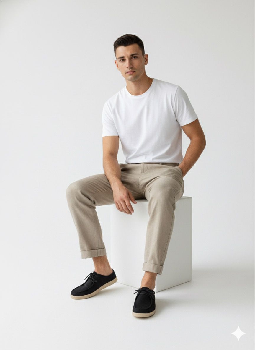 Aetos Men’s Black Linen Fisherman Slip-On Shoes